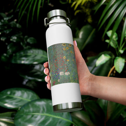 Farm Garden with Sunflowers by Gustav Klimt Copper Vacuum Insulated Bottle, 22oz