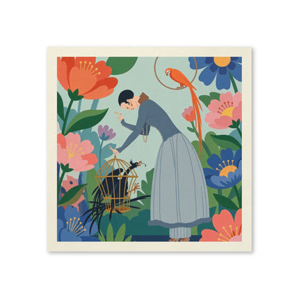 🦜🌺 The Lady Of The Garden Aviary Napkins – Art Deco Floral Whimsy