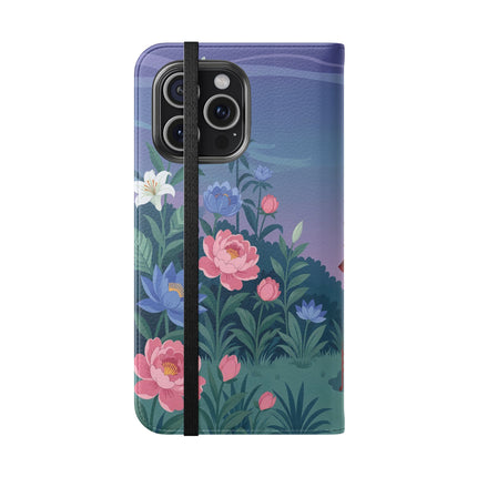 🐦🌸 The Lady And The Golden Bird Flip Case – Art Deco Floral Reverie