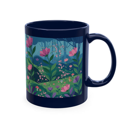🌸☂️ The Lady Of The Enchanted Garden Stroll Ceramic Mug – Art Deco Floral Whimsy