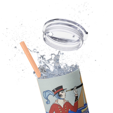 Costume de Yacht by George Barbier Skinny Tumbler with Straw, 20oz