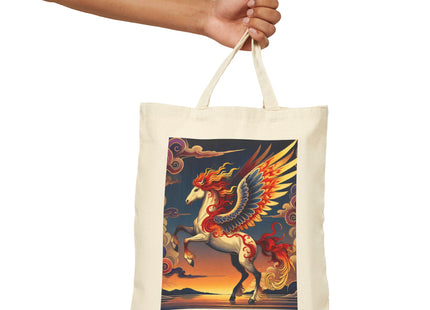 Flame-Winged Horse at Sunset Cotton Canvas Tote Bag