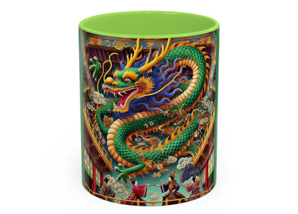 Tibetan Dragon Over Kabuki Duel Colorful Mugs (11oz, 15oz)