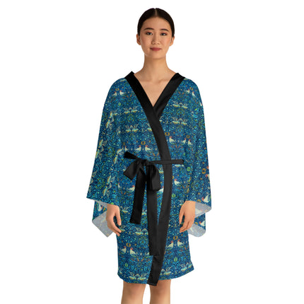 Birds by William Morris Long Sleeve Kimono Robe (AOP)