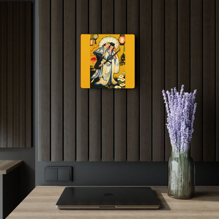 Golden Embrace Acrylic Wall Clock