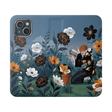 🌹💧 The Midnight Garden Keeper Flip Case – Art Deco Floral Fantasy
