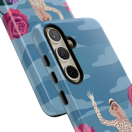 🌺👒 The Grand Flower Promenade Phone Case – Art Deco Fashion Illustration