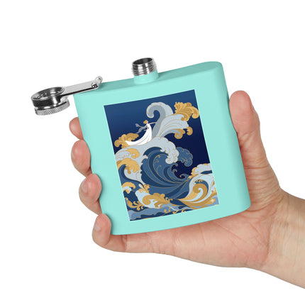 Wave Enchantress Flask – Oceanic Grace & Golden Tides