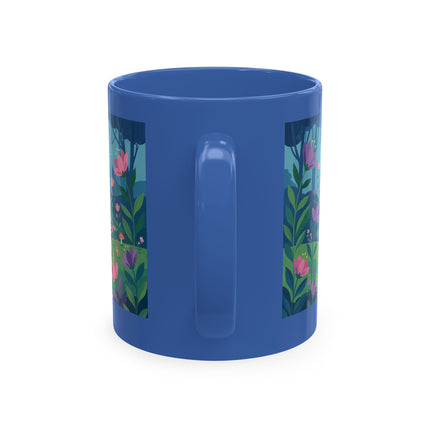 🌸☂️ The Lady Of The Enchanted Garden Stroll Ceramic Mug – Art Deco Floral Whimsy