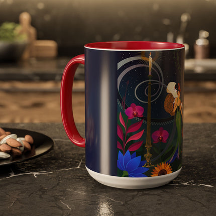 The Lady Of The Starlit Candles Colorful Mugs – Art Deco Theatrical Romance