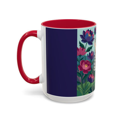 The Lady Of The Lotus Garden Colorful Mugs – Art Deco Botanical Elegance
