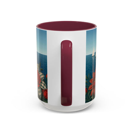 ⛵🌹 The Seaside Rose Traveler Colorful Mug – Art Deco Floral Elegance