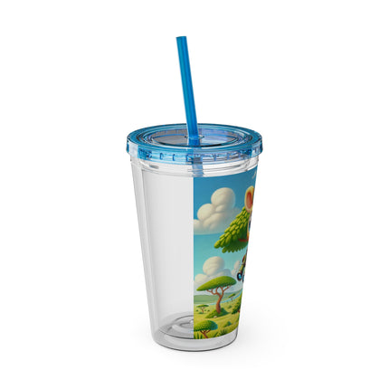 Giraffe Lookout Sunsplash Tumbler with Straw, 16oz
