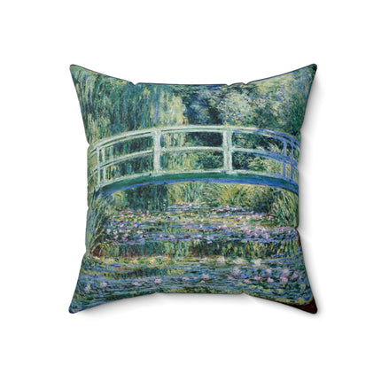 Water Lilies and Japanese Bridge by Claude Monet Spun Polyester Square Pillow