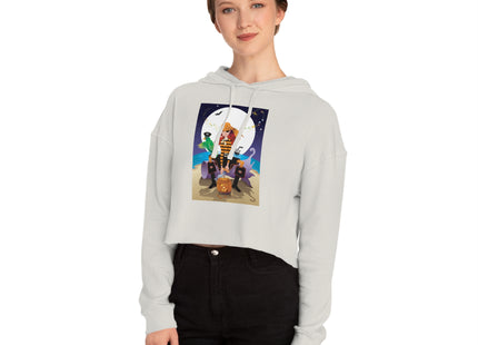 Moonlit Pirate Halloween Women’s Cropped Hooded Sweatshirt