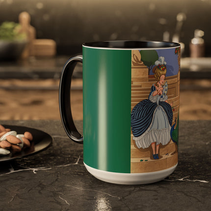 The Peacock's Admiration Colorful Mug (11oz, 15oz) – Rococo Elegance, Peacock Beauty & Garden Charm