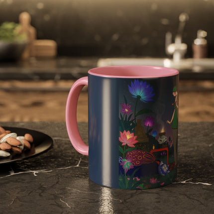 Moonlit Incense Ceremony Colorful Mugs – Art Deco Meditation Garden