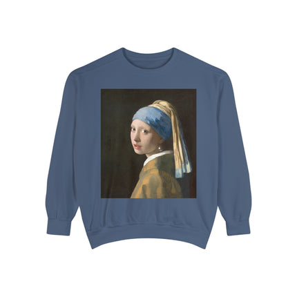 Girl with a Pearl Earring by Johannes Vermeer Unisex Garment-Dyed Sweatshirt