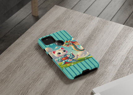 Geisha Kitten and the Dragon Kite Phone Cases