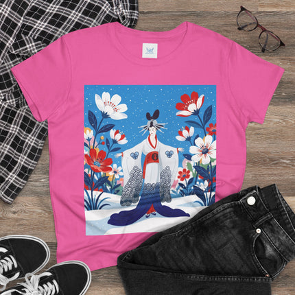 🌸❄️ The Winter Blossom Kimono Cotton Tee – Japanese-Inspired Floral Elegance