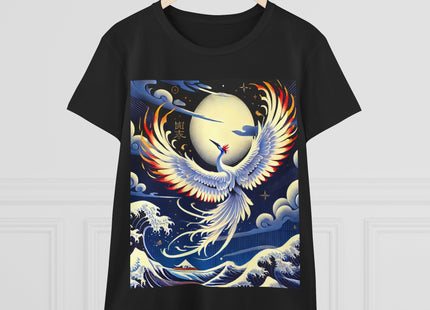 Majestic White Crane Women's Midweight Cotton Tee