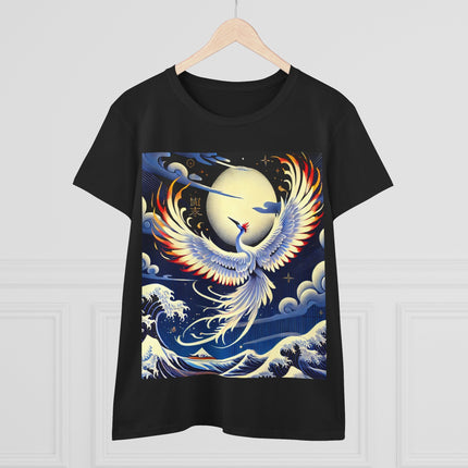 Majestic White Crane Cotton Tee