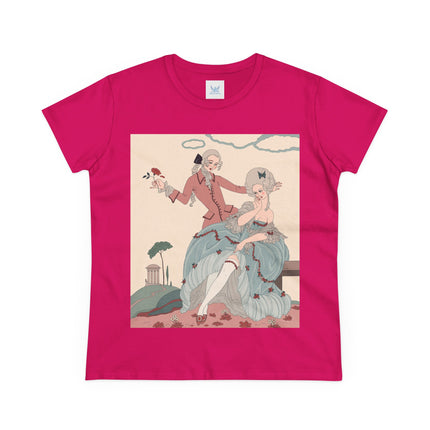 🌹🎀 The Rose Garden Courtship Cotton Tee – Art Deco Romantic Fashion