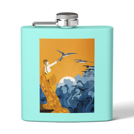 Falcon Mistress Stainless Steel Flask – Art Deco Majesty & Mythic Freedom