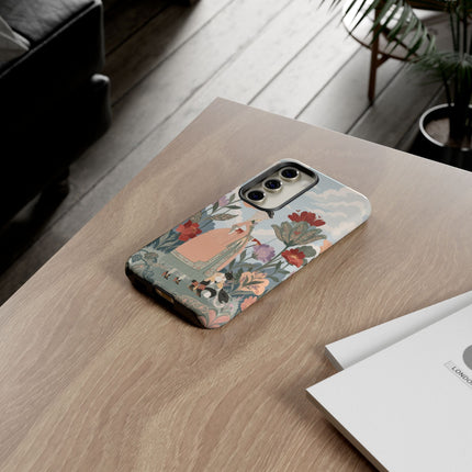 🌹🐈 The Lady And Puss In Boots Phone Case – Art Deco Floral Whimsy