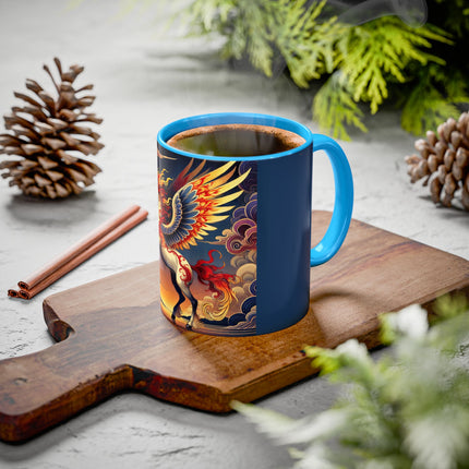 Flame-Winged Horse at Sunset Colorful Mugs (11oz, 15oz)