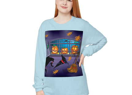 Whimsical Halloween Mischief Unisex Garment-dyed Long Sleeve T-Shirt