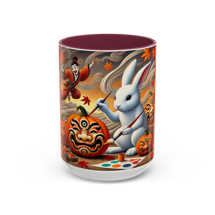 Halloween Rabbit’s Kabuki Jack-o’-Lanterns Colorful Mugs (11oz, 15oz)