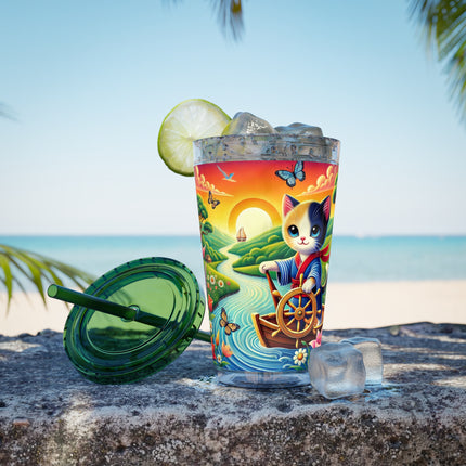 Sailor Kitten’s River Adventure Sunsplash Tumbler with Straw, 16oz