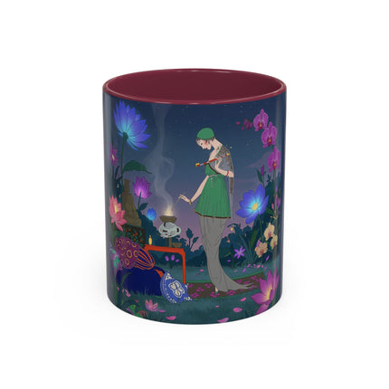 Moonlit Incense Ceremony Colorful Mugs – Art Deco Meditation Garden