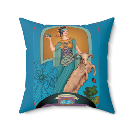 March & Aquamarine (Gem Series) by Sofia Chiostri Spun Polyester Square Pillow