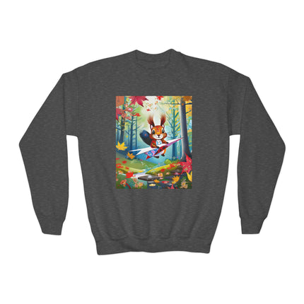 Acorn Aviator Youth Crewneck Sweatshirt – Woodland Flight & Playful Imagination