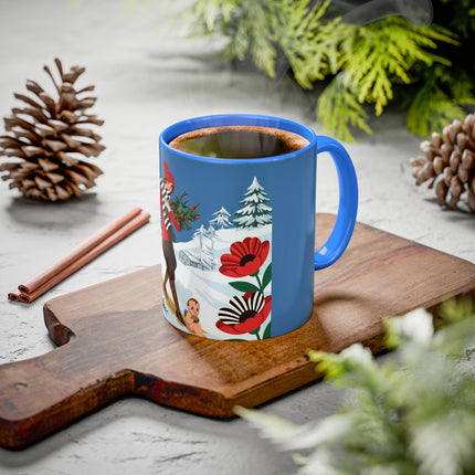 🎿🎄 The Christmas Holly Skier Colorful Mug – Whimsical Holiday Fantasy