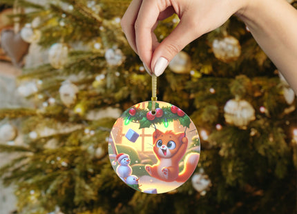 Naughty or Nice Kitten Christmas Glass Ornament