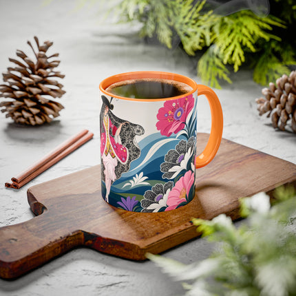 🌸🎀 The Pink Lace Garden Promenade Colorful Mug – Art Deco Fashion Elegance