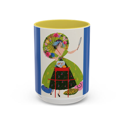 Lady with the Golden Fish Colorful Mugs – Whimsical Fashion & Playful Fantasy