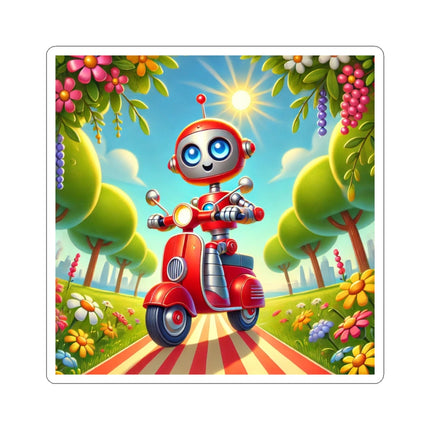 🤖🌿 The Traveling Robot Kiss-Cut Sticker – Adventure, Curiosity & Playful Discovery