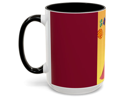 Elegant Holiday Woman with Gifts Colorful Mugs (11oz, 15oz)