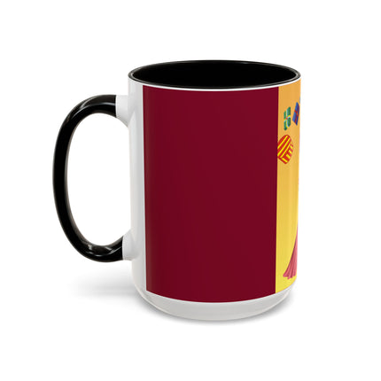Elegant Holiday Woman with Gifts Colorful Mugs (11oz, 15oz)