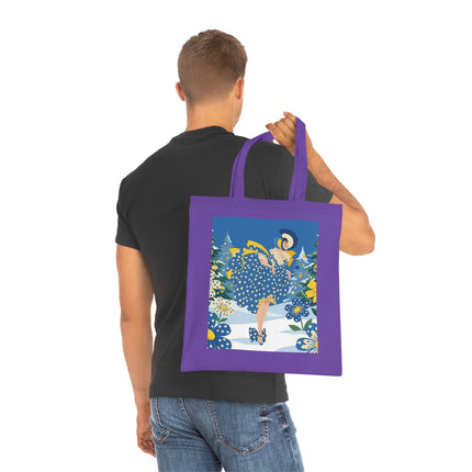 💙🎄 The Bluebell Christmas Promenade Cotton Tote Bag – Art Deco Holiday Elegance