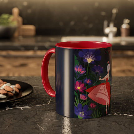 Moonlight Waltz Among The Blossoms Colorful Mugs – Art Deco Floral Enchantment