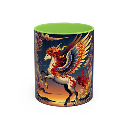 Flame-Winged Horse at Sunset Colorful Mugs (11oz, 15oz)