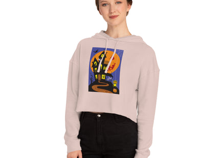 Halloween Night at the Haunted House Women’s Cropped Hooded Sweatshirt
