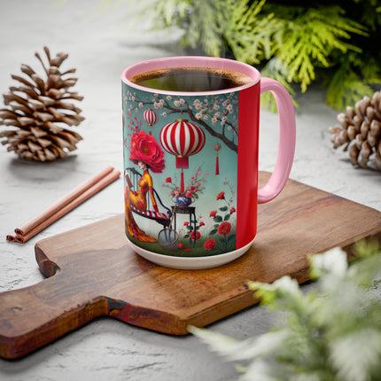 Reading in a Painted Garden Colorful Mugs (11oz, 15oz)
