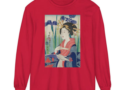 Woman with Bookmark and Book Garment-dyed Long Sleeve T-Shirt