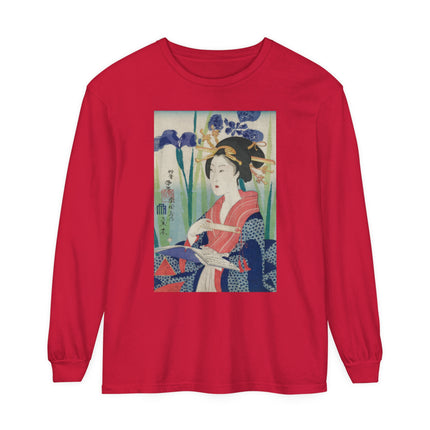 Woman with Bookmark and Book Garment-dyed Long Sleeve T-Shirt